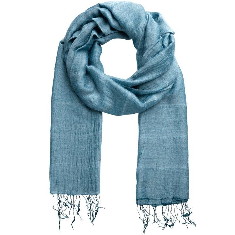 Silk and Linen Scarf/Wrap - Slate Blue, Vietnam - Women's Peace Collection