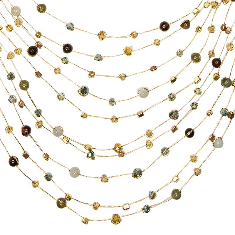 
                  
                    Load image into Gallery viewer, Reena - Handmade Silk and Stone Floating Necklace - Marquet Fair Trade
                  
                