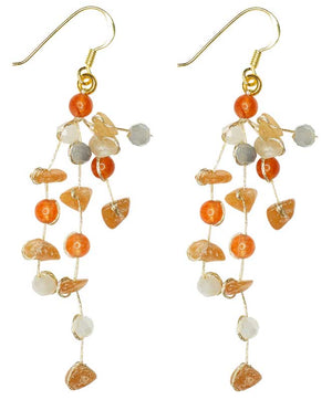 
                  
                    Load image into Gallery viewer, Sarah - Tumbled Stone and Silk Floating Earrings
                  
                