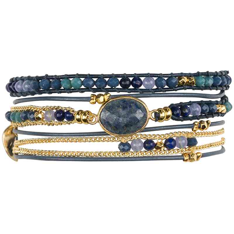 
                  
                    Load image into Gallery viewer, Jenah Wrap Bracelet with Feature Stone
                  
                