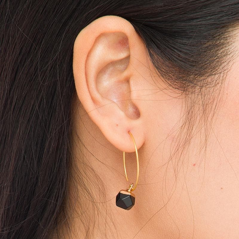 
                  
                    Load image into Gallery viewer, Clara - Chic Brass and Stone Earrings - Marquet Fair Trade
                  
                