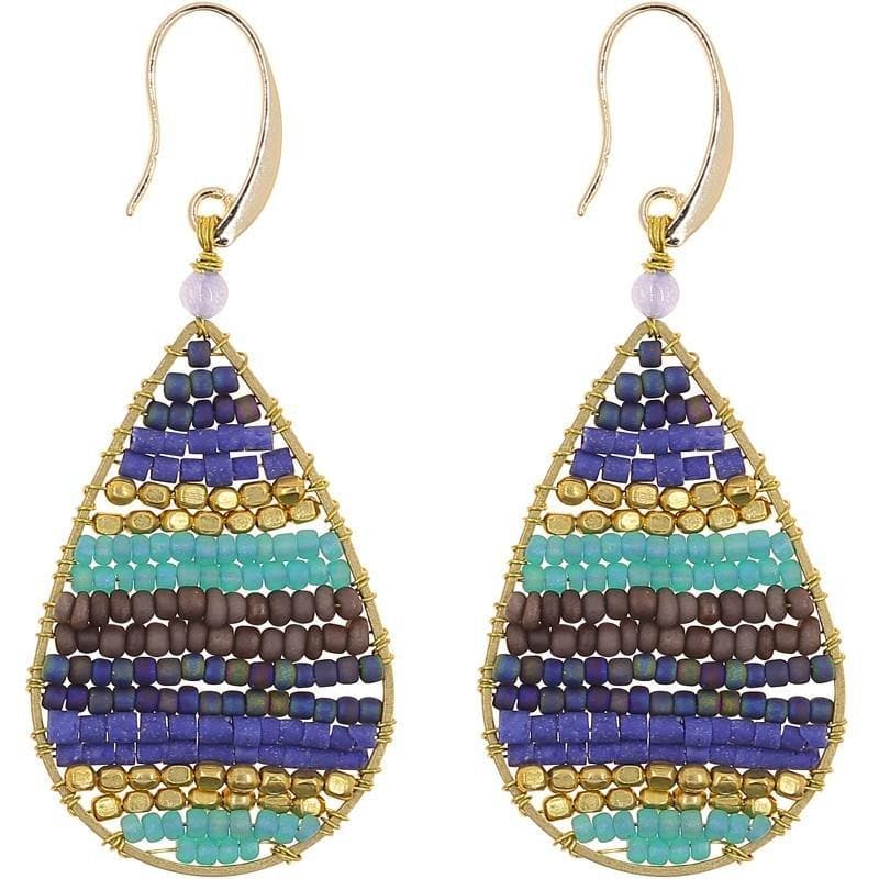 
                  
                    Load image into Gallery viewer, Lauren - Stone and Brass Beaded Teardrop Earrings - Marquet Fair Trade
                  
                
