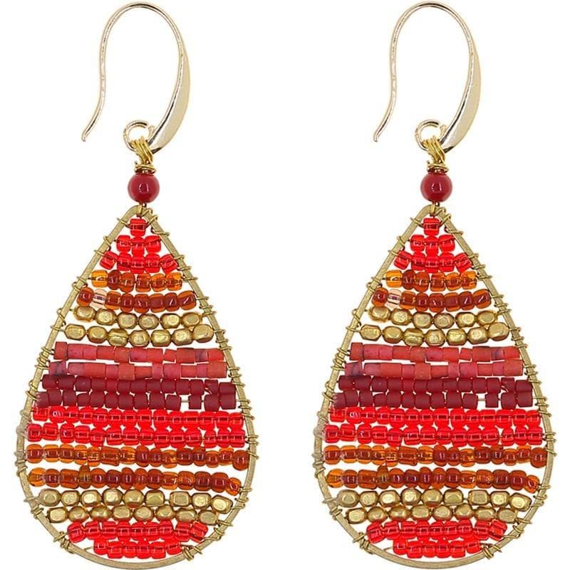 
                  
                    Load image into Gallery viewer, Lauren - Stone and Brass Beaded Teardrop Earrings - Marquet Fair Trade
                  
                