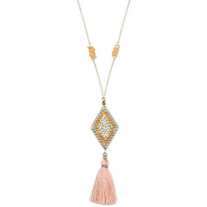 
                  
                    Load image into Gallery viewer, Nicole - Long Tassel Necklace with Beaded Pendant - Marquet Fair Trade
                  
                