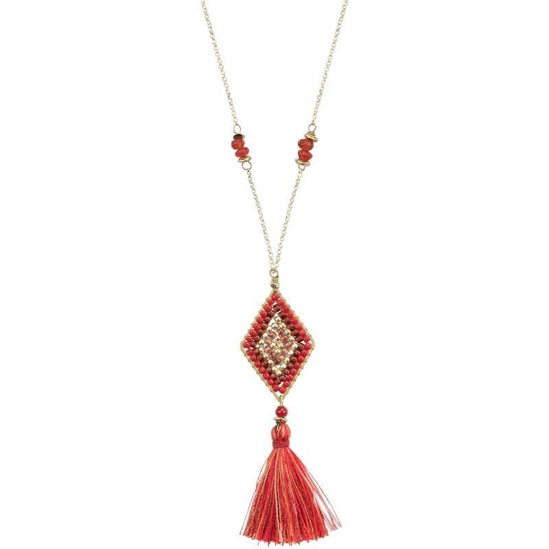 
                  
                    Load image into Gallery viewer, Nicole - Long Tassel Necklace with Beaded Pendant - Marquet Fair Trade
                  
                