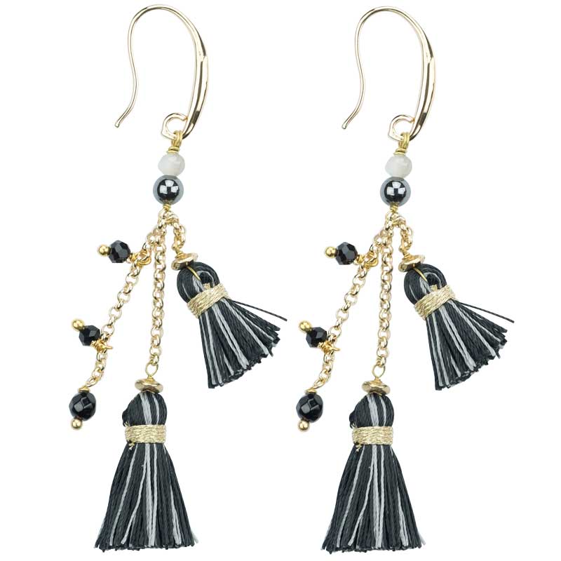
                  
                    Load image into Gallery viewer, Rebecca - Tassel Earrings with Beads - Marquet Fair Trade
                  
                