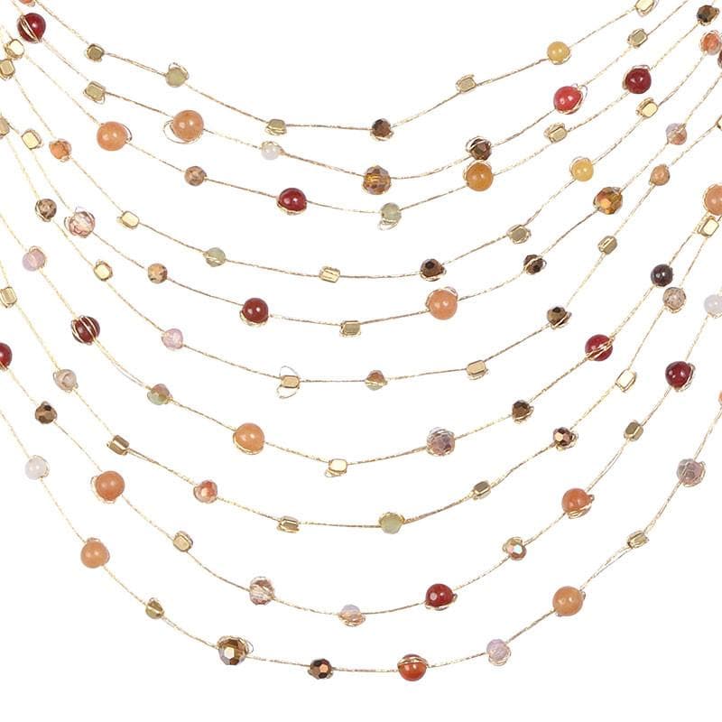 Reena - Handmade Silk and Stone Floating Necklace - Marquet Fair Trade
