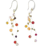 Reena - Stone and Silk Floating Earrings - Marquet Fair Trade