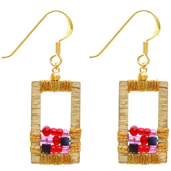 
                  
                    Load image into Gallery viewer, Rose - Draped Geometric Earrings - Marquet Fair Trade
                  
                