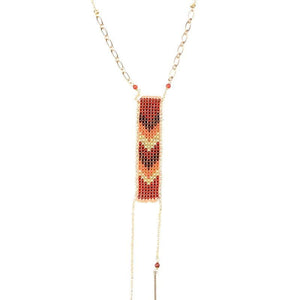 
                  
                    Load image into Gallery viewer, Saskia - Long, Colorful Chevron Necklace - Marquet Fair Trade
                  
                