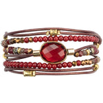 Vivian - Leather and Stone Multistrand Wrap Bracelets - Marquet Fair Trade